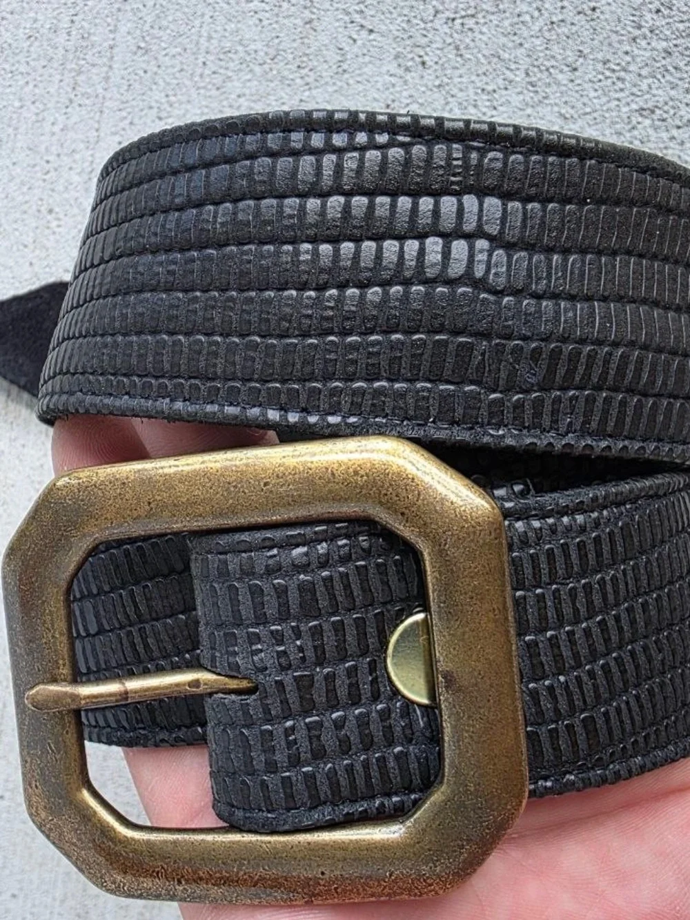 JJ Winters Kylie Belt Black Italian Leather Belt Buckle Made in USA Size M 40”